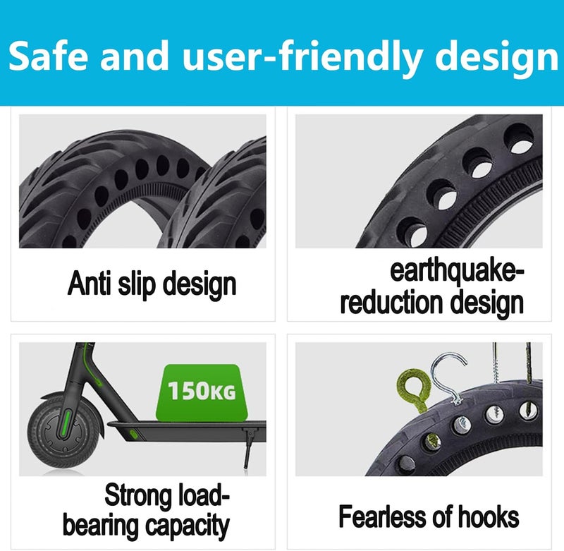 TOCBEUU TOUBEUU Solid Tires 8.5x2 Inches for Electric Scooter, 50/75-6.1Replacement Wheels, Rubber Tyre 8-1/2'' for Gotrax GXL V2/XR/APEX & Xiaomi M365/M365 Pro/Pro 2/1S and All 8.5'' Scooter- Black(2PCS) - Image 4